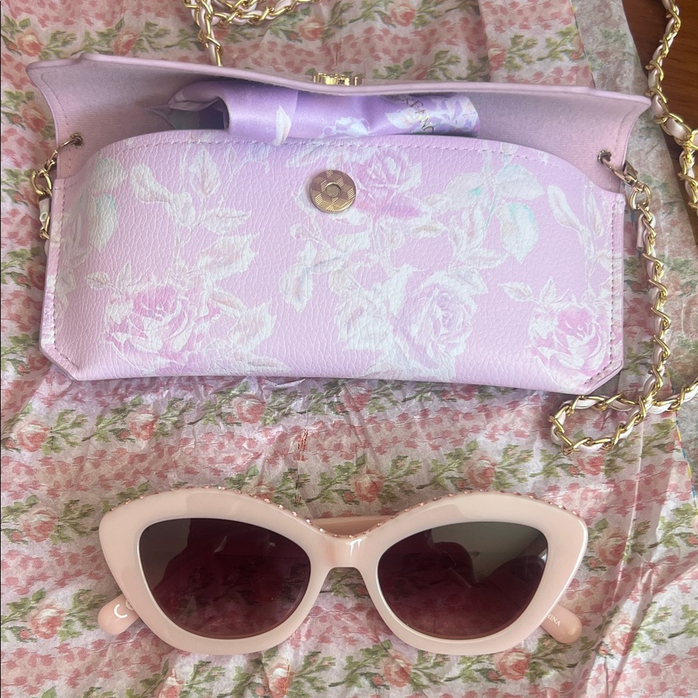 LoveShackFancy Lavender Floral Phone Case with Gold Chain